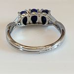 14K SOLID WHITE GOLD OVAL CABACHON LAPIS LAZULI WITH IOLITE ACCENTS (7) Blue Photo 4