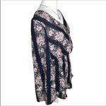 Entro Navy Blue & Pink Floral Long Sleeve V Neck Elastic Waist Flowy Romper Sm Photo 2