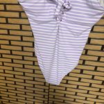 Aerie Lavender And White Striped One Piece Swimsuit Size Large Long Photo 3