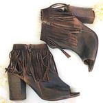 Diba Brown Fringe open toe ankle booties Size 8 Photo 0