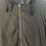 ZARA  Black Hooded Adjustable Waist Full Front Zipper Jacket Women Sz L Photo 8