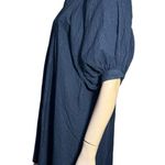 Never A Wallflower Women’s XS Navy Blue Gold Metallic Stripe High Neck Dress Photo 4
