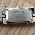 Seiko  Luxury Ladies Watch Two-Tone Bracelet Black Rectangular Dial Gold Markers Photo 9