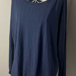 Nation Ltd Navy Long Sleeve Braided Neck Size L 100% Pima Cotton Normcore Photo 0