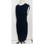 Vince  Ribbed Knit Fitted Pencil Midi‎ Dress Sleeveless Scoop Neck Black Large Photo 11