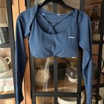 SecondLeft bolero sports bra set navy shrug nandex crop top long sleeve Blue Photo 1