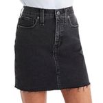 Madewell Stretch Denim Raw Hem Straight Mini Skirt in Ashcraft Wash Size 33 | 16 Photo 12