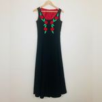 Vintage Texas Couture black button front midi dress rose embroidery. Size 4 Photo 1