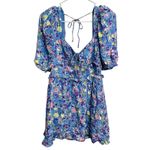 For Love & Lemons Charlene Puff Sleeve Mini Dress Floral Milkmaid Coquette M Blue Size M Photo 1