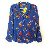 Roller Rabbit NWT  Blue Kori Floral Nyana Tropical Rolled Up Sleeve Shirt Sz S Photo 0