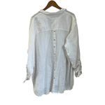 Tahari  3X White 100% Linen Blouse Mother-of-Pearl Button Back Oversized Fit Photo 1