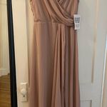 ASOS TFNC Bridesmaid chiffon maxi dress with split front in soft pink Photo 2