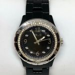 Relic  women watch silver black toned 35mm round case rhinestones WR running Photo 0