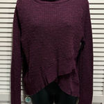 Free People Burgundy Knit Sweater Long Sleeve Size Medium Wrap Un Even Hem Photo 0