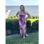 Hutch  Purple Pink Floral Drape Front Strapless Julietta Maxi Gown size 4 Photo 5