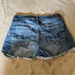 American Eagle  Hi-Rise Shortie Denim Jean Shorts Medium Wash Roll Cuff Size 10 Photo 5