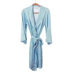 HALSTON X HOMEBODII Cleveland Robe Luxury Satin HH Print Sz Sm‎ Blue Photo 2
