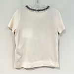 J.Crew Tweed Front Silk Blend T-shirt Tee Women's Small Black Cream Career Photo 3