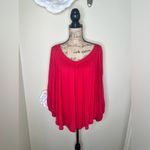 Maeve NTM: by Anthropologie Red Boho Flowy Tunic Blouse Long Sleeve V-Neck Photo 2
