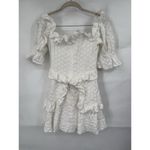 Sabo Luxe Mini Dress Women 4 White Ruffle Textured Floral Peasant Milkmaid Photo 1