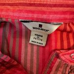 Woolrich  Women’s Petite XL Pink Red Striped Pleated Button Down Shirt. Photo 5