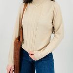 vintage oatmeal 100% wool mockneck sweater top size xs/s Photo 4