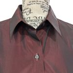 Michael Kors Vintage Size L Burgundy Metallic Button Shirt Blouse Made In Italy Photo 2