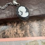 Handmade Vintage Cameo Pendant Necklace Black and White 18" Chain Photo 2