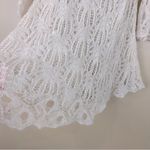 Black Sheep Ivory Boho Crochet Lace 3/4 Bell Sleeve Suede Trim Sweater Large Photo 7