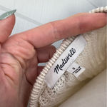 Madewell Cream Cable Knit V-neck Pullover Sweater Lime Green Trim Cuffs Hem S Photo 3