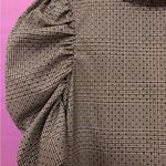 ZARA  Brown Plaid & Polka Dot Puff-Sleeve Babydoll 60s Style Shift Dress - Medium Photo 7