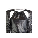 THE ATTICO Sequin Cut Out Chain Neck Gown in Black 42 4 Photo 11