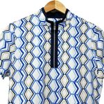 Tail Geo Print Golf Polo Shirt Blue White Tan Zip Neck Stretch M Preppy Sporty Size M Photo 2