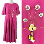 Anthropologie  Oracra Handmade Whimsical Embellished Midi Dress Embroidered Photo 1