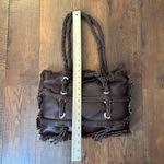 SABRINA SCALA leather boho chic brown fringe tote purse, NWOT Photo 12