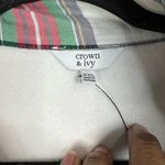 Crown & Ivy  women's ivory fleece pullover - holiday plaid trim - Size XXL Photo 8