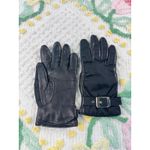 Luxury Italian Leather Cashmere Lined Gloves Black Size 6 1/2 Buckle Accent Photo 1