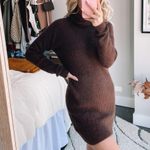 Abercrombie & Fitch Abercrombie Brown Knit Cowlneck Sweater Dress Photo 5