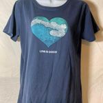 Life is Good Navy Blue Heart Tshirt Photo 0
