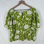 Ava & Viv  Linen Blend Floral Print V Neck Short Sleeve‎ Top Plus Photo 10