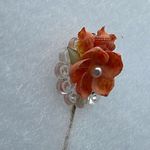 Vintage floral shell sticker pin lapel hat pin Orange Photo 3