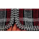 St. John  COLLECTION Plaid Knit Jacket 12Red Black White Zig Zag Trim Faux Pocket Photo 2