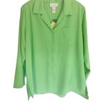 Susan Graver  Style QC Green Button Up Shirt Sz 1X NWT Photo 0