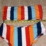 Striped, multicolored, and strapless bikini in size small Photo 2