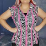 Allison Taylor y2k   black and white pink print top size L Photo 2