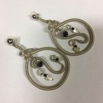 Costume Earrings Pierced Large Silver Tone Dangle Photo 1