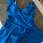 Idonger. One Piece Swimdress Tummy Control Ruffle Swimsuit for Women Tie Knot Swim Dresses V Neck Bathing Suit Skirt Photo 5