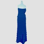 Tadashi Shoji TADASHI Strapless Tiered Ruffle 100% Silk Maxi Dress Sz 10 Photo 2