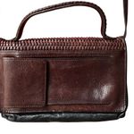 Brighton VTG Y2K Brown Woven Leather Crossbody Wallet Organizer w Phone Pocket Photo 1