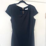 DKNY Women's Black Cap Sleeve Sheath Dress with Gold Belt & Zipper Detail Size 6 Photo 3